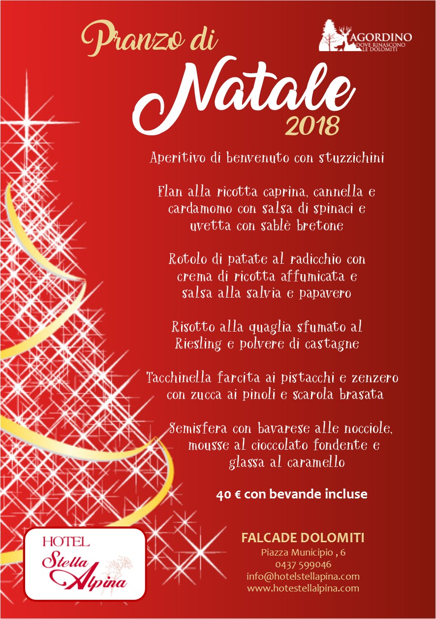 Albero Di Natale Stella Alpina.Pranzo Natale 2018 Hotel Stella Alpina
